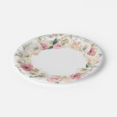 Assiettes en papier floral rose et blanc de printe (Angle)