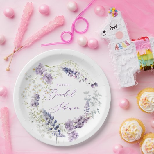 Assiettes en papier floral violet et lavande (Fête)