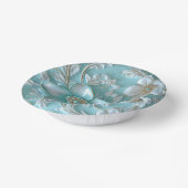 Assiettes en papier florales blanches sarcelles (Angulaire)
