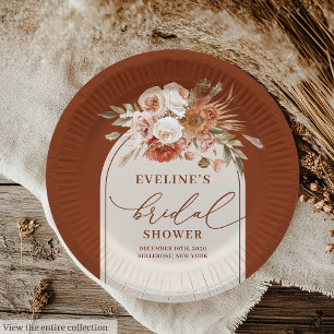 Assiettes en papier florales d'herbe des Pampas en