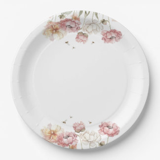 Assiettes en Papier Florales pour Enterrement de V