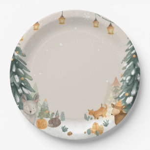 Assiettes en papier Forêt hivernale – Pins enneigé