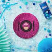 Assiettes en papier gâteaux cupcake pailletées fau (Fête)