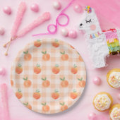 Assiettes en papier Gingham pêche (Fête)