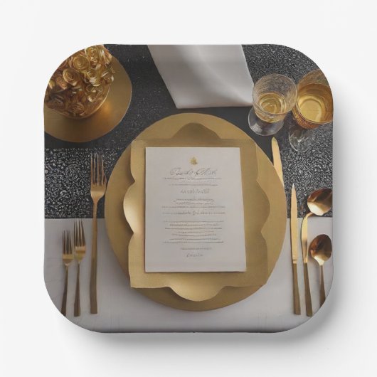 Assiettes en papier Glamour Or (Recto)