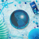 Assiettes en papier Globe Bleu (Fête)
