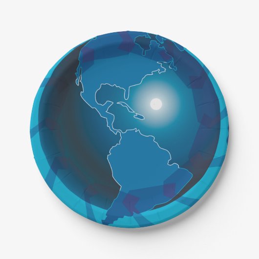 Assiettes en papier Globe Bleu (Devant)