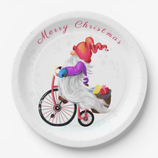 Assiettes en papier Gnome de Noël (Devant)