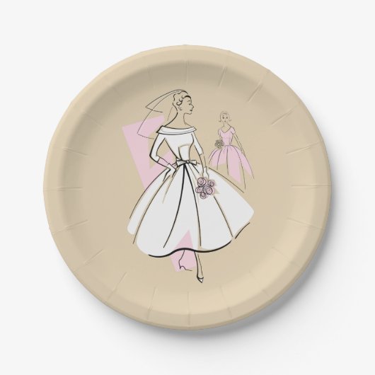 Assiettes en papier Groupe Mariée Neutre Mode (Devant)