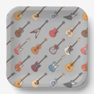 Assiettes en Papier Guitare, Fête Instrument de Mu