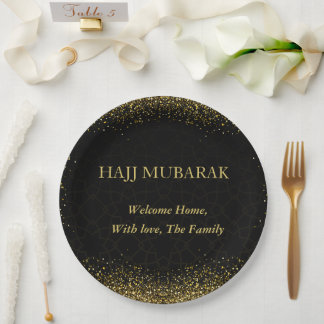 Assiettes en papier Hajj Mubarak calligraphie or l