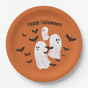 Assiettes en papier Halloween fantôme effrayant po
