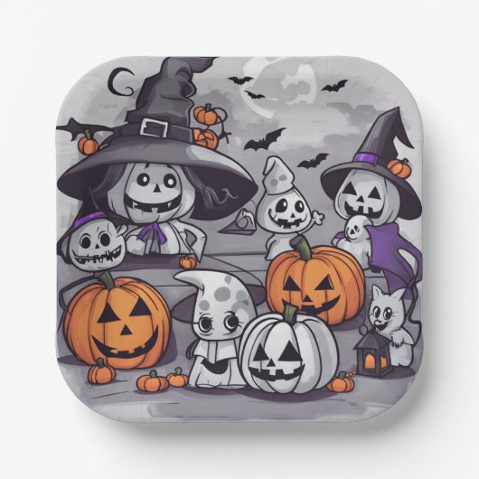 Assiettes en papier Halloween H (Recto)