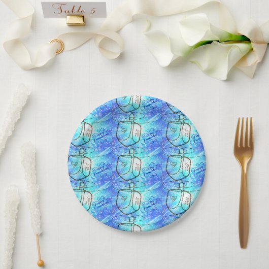 Assiettes en papier Hanukkah joyeux (Mariage)