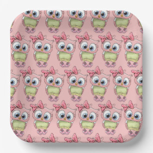 Assiettes en papier Hibou