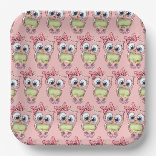 Assiettes en papier Hibou (Recto)