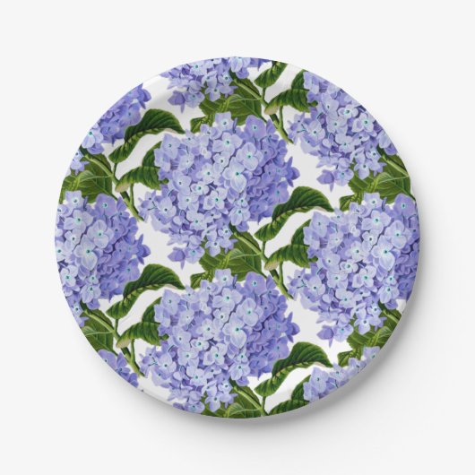 Assiettes en papier - Hortensias bleus (Devant)