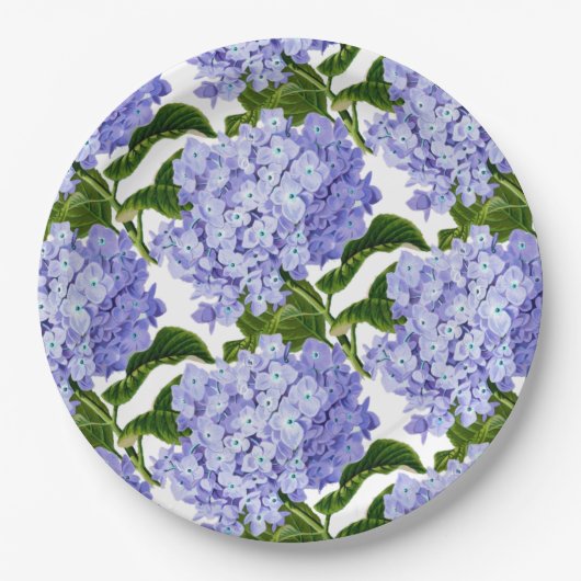 Assiettes en papier - Hortensias bleus (Devant)