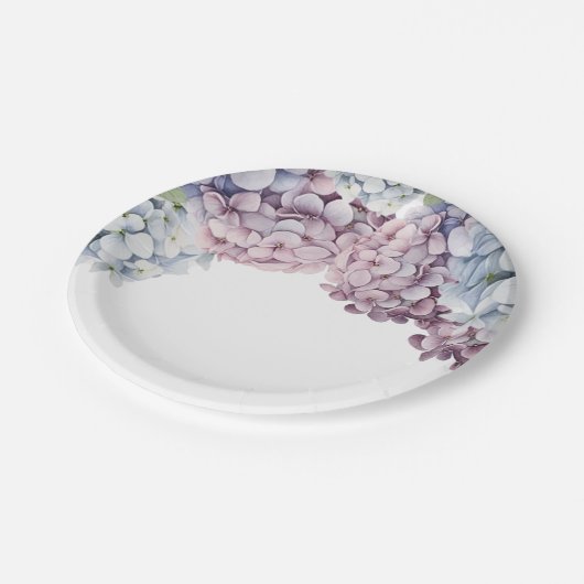 Assiettes en papier Hydrangea pour Baby Shower (Angle)