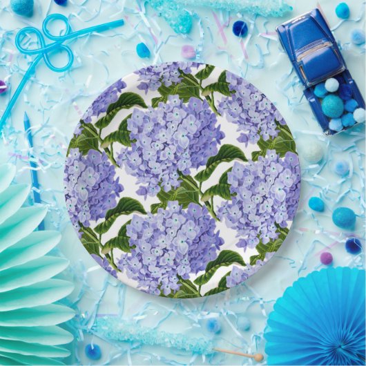 Assiettes en papier - Hydrangeas bleus (Fête)