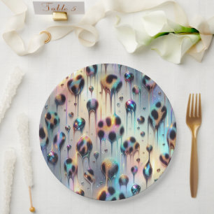 Assiettes en papier imprimé léopard opale Posh Gla