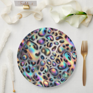 Assiettes en papier imprimé léopard opale Posh Gla