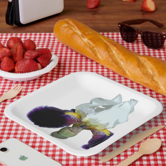 Assiettes en papier Iris violet et blanc (Pique-nique)