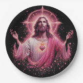 Assiettes en papier Jésus rose ! (Devant)