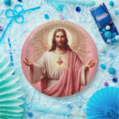 Assiettes en papier Jésus rose ! (Fête)