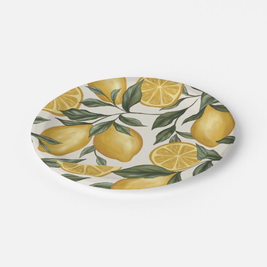Assiettes en papier jetables Lemon Party (Angle)