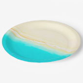 Assiettes en papier jolies eau sarcelle bord de me (Angle)