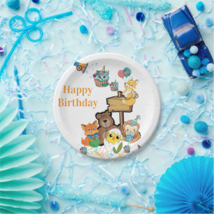 Assiettes en papier Joyeux Anniversaire Renard Our