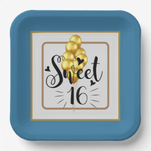 Assiettes en papier Joyeux Anniversaire Sweet 16