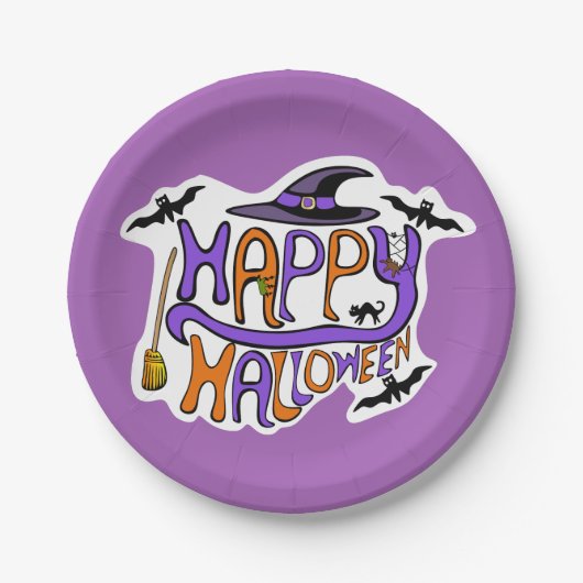 Assiettes en papier Joyeux Halloween (Devant)