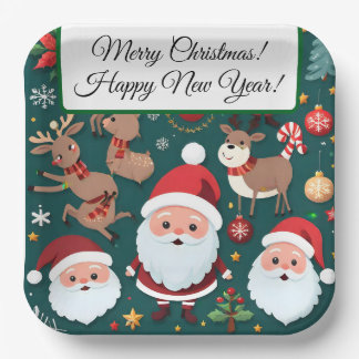 Assiettes en papier Joyeux Noël