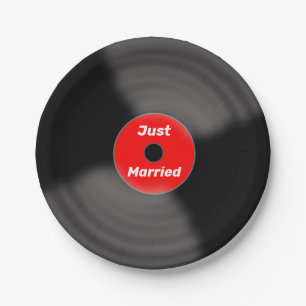 Assiettes en papier Just Married Record 