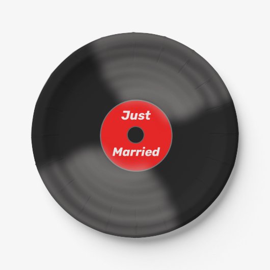 Assiettes en papier Just Married Record (Devant)