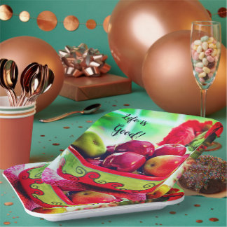 Assiettes en papier La vie est belle Roses et Pomm