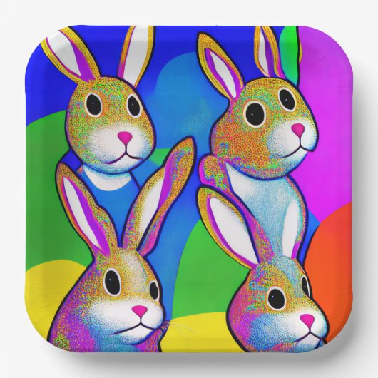 Assiettes en papier lapin de Pâques (Recto)