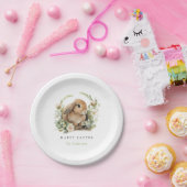Assiettes en papier lapin de Pâques florales (Fête)
