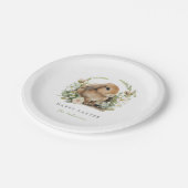 Assiettes en papier lapin de Pâques florales (Angle)