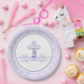 Assiettes en papier lavande violet pour fille bapt (Fête)