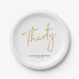 Assiettes en Papier Lettre Dorée Trente 30ème anni