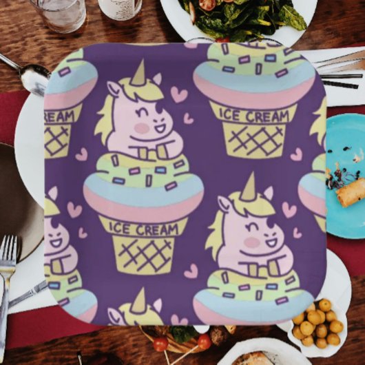 Assiettes en Papier Licorne Fière Douce