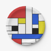 Assiettes en papier Lignes Mondrian 18 cm (Devant)