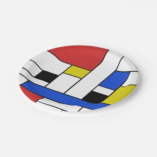 Assiettes en papier Lignes Mondrian 18 cm (Angle)