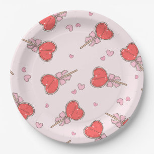 Assiettes en Papier Lollipop Cœur Mignon