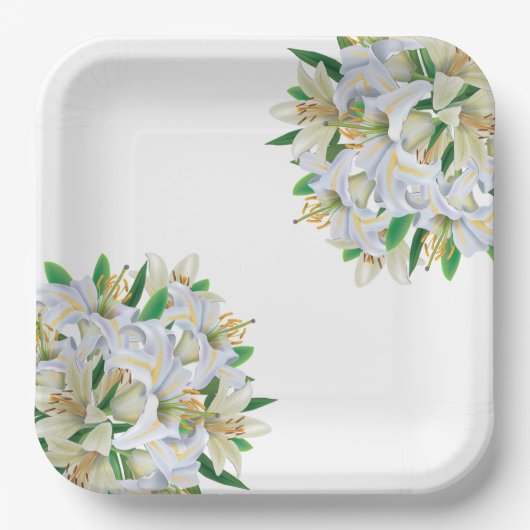 Assiettes en papier - Lys blancs (Recto)