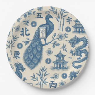 Assiettes en papier Mahjong Toile