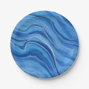 Assiettes en papier Marble Bleu 